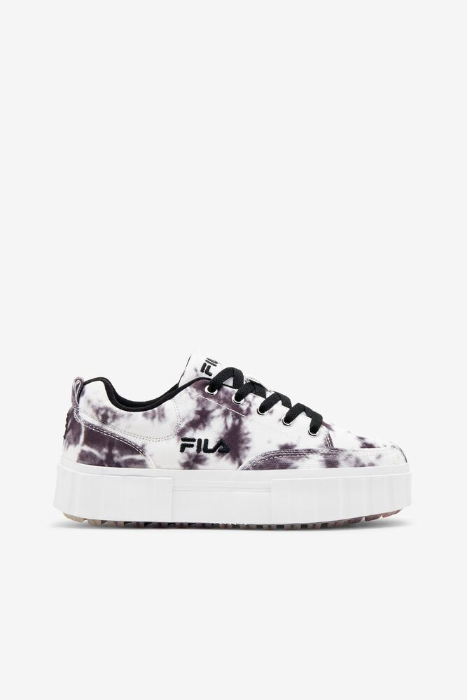 Fila Sandblast Low Dark Tie Dye Black/White Sneakers Womens - NZ 15724-MUNJ